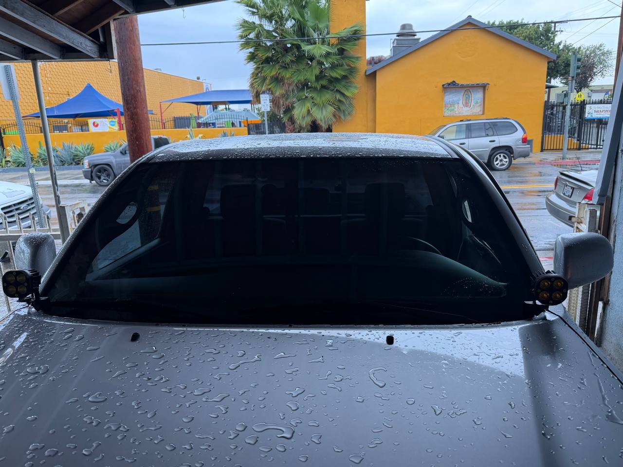 Truck — tinted windshield, rain